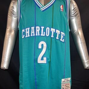 LARRY JOHNSON Teal Hardwood Classics Jersey